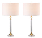 Set of Two 28" Clear And Gold Table Lamps With Drum Shades