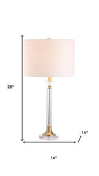 Set of Two 28" Clear And Gold Table Lamps With Drum Shades