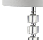 Set of Two 22" Clear And Silver Bedside Lamps With Drum Shades
