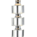 Set of Two 22" Clear And Silver Bedside Lamps With Drum Shades