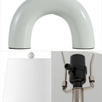 Set of Two 18" White Geometric Arched Lamps With Empire Shades