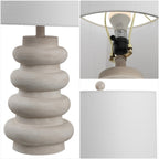 26" Clear Round Table Lamp With Drum Shade