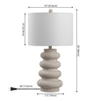 26" Clear Round Table Lamp With Drum Shade