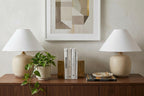 Set of Two 18" Clear Novelty Table Lamps With Empire Shades