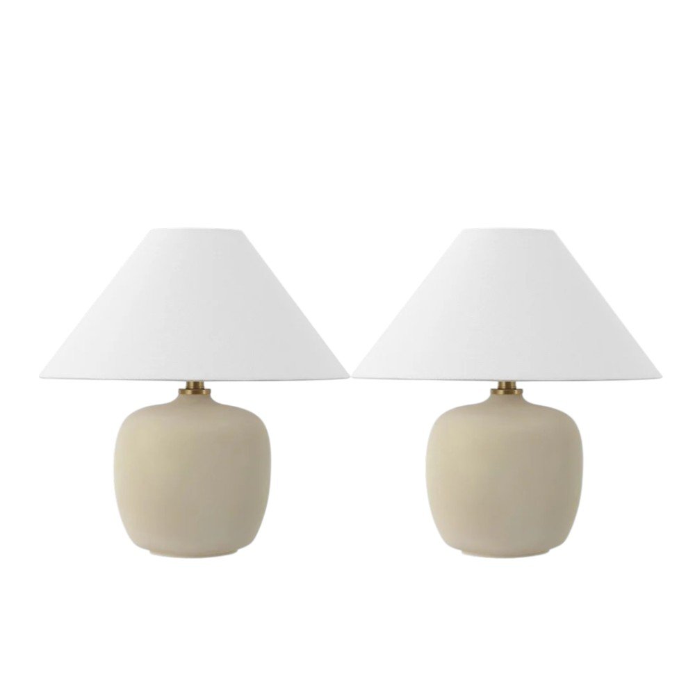Set of Two 18" Clear Novelty Table Lamps With Empire Shades
