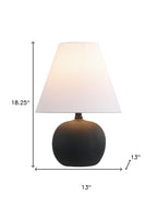 Set of Two 18" Black Round Bedside Lamps With Cone Shades