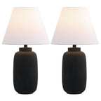 Set of Two 25" Black Urn Table Lamps With Cone Shades