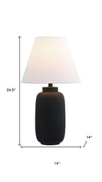 Set of Two 25" Black Urn Table Lamps With Cone Shades
