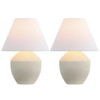 Set of Two 21" Cream Urn Bedside Lamps With Empire Shades