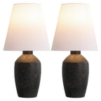 Set of Two 19" Black Urn Bedside Lamps With Empire Shades
