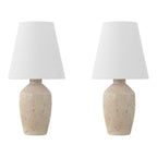 Set of Two 19" Cream Urn Bedside Lamps With Empire Shades
