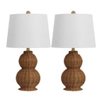 Set of Two 23" Clear Gourd Table Lamps With Empire Shades