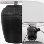 Set of Two 17" Clear Gourd Table Lamps With Drum Shades