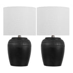 Set of Two 17" Clear Gourd Table Lamps With Drum Shades