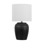 Set of Two 17" Clear Gourd Table Lamps With Drum Shades