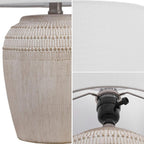 Set of Two 17" Clear Gourd Table Lamps With Drum Shades