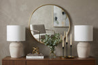 Set of Two 17" Clear Gourd Table Lamps With Drum Shades