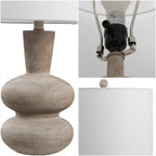 24" Brown Gourd Table Lamp With Drum Shade