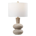 24" Brown Gourd Table Lamp With Drum Shade
