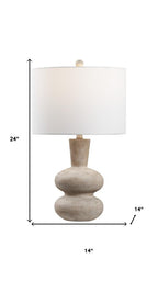 24" Brown Gourd Table Lamp With Drum Shade