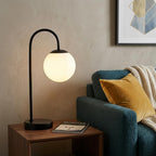 18" Black Globe Arched Lamp With Globe