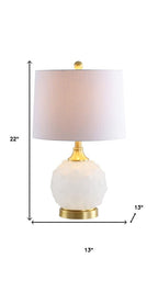 22" White And Gold Globe Table Lamp With Drum Shade