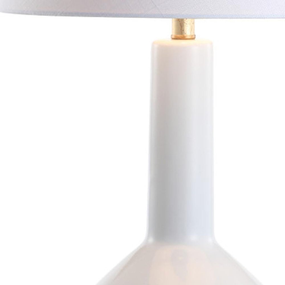 29" White And Gold Urn Table Lamp With Empire Shade
