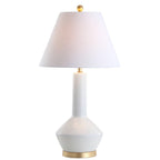 29" White And Gold Urn Table Lamp With Empire Shade