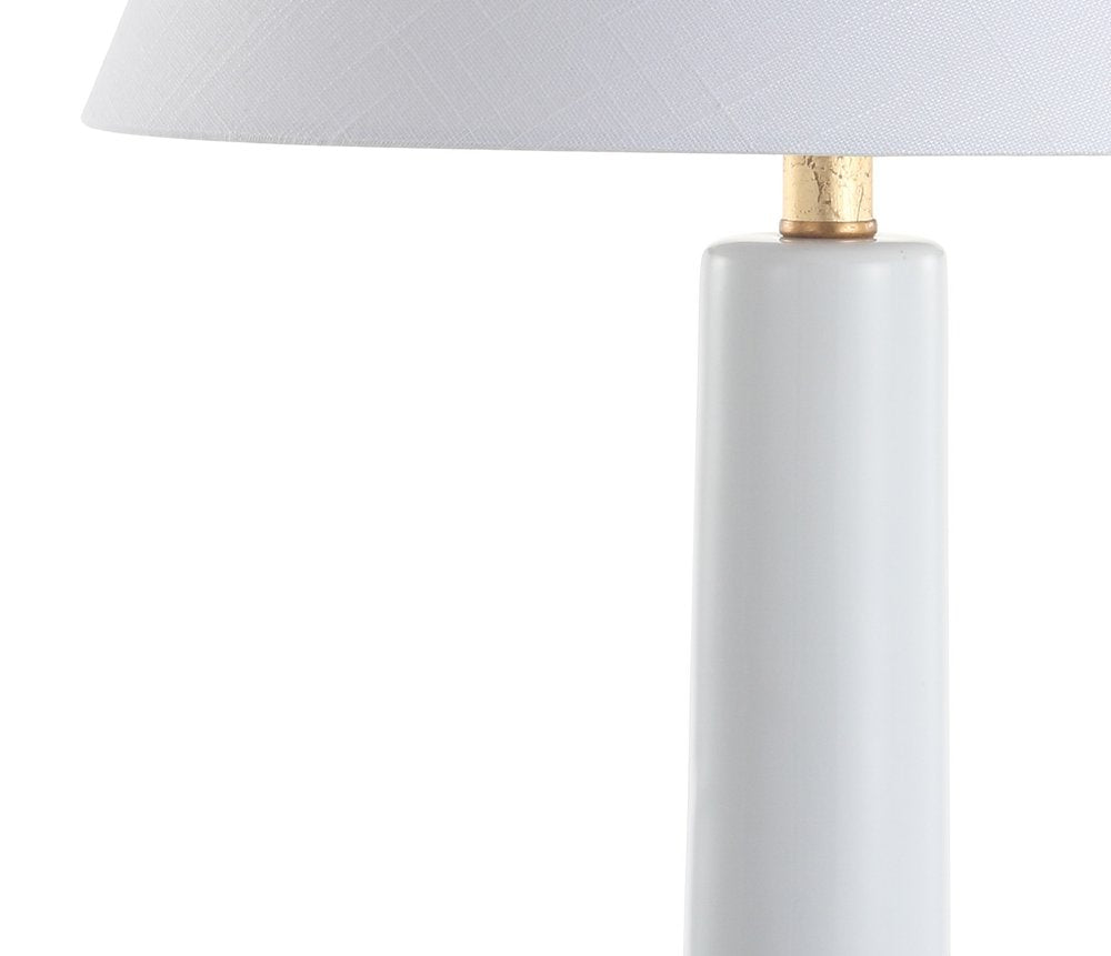29" White And Gold Urn Table Lamp With Empire Shade