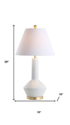29" White And Gold Urn Table Lamp With Empire Shade