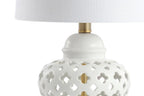 21" White And Gold Urn Table Lamp With Drum Shade