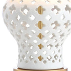 21" White And Gold Urn Table Lamp With Drum Shade