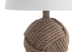 18" Natural Rope Ball Coastal Table Lamp With Globe Shade