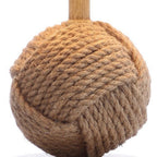 18" Natural Rope Ball Coastal Table Lamp With Globe Shade