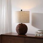 22" Clear Round Table Lamp With Drum Shade