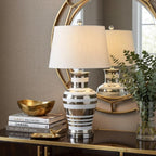 29" Silver Urn Table Lamp With Empire Shade