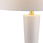 27" White And Gold Geometric Table Lamp With Drum Shade