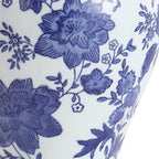 22" Navy Blue Gold And White Urn Table Lamp With Empire Shade