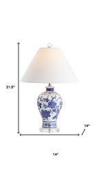 22" Navy Blue Gold And White Urn Table Lamp With Empire Shade