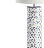 29" White Table Lamp With Drum Shade