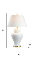 33" White And Gold Urn Table Lamp With Empire Shade