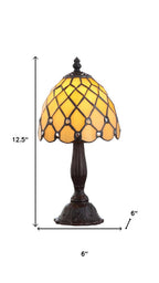 13" Bronze Novelty Tiffany Lamp With Bell Shade