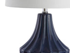 25" Navy Blue And Clear Novelty Table Lamp With Drum Shade