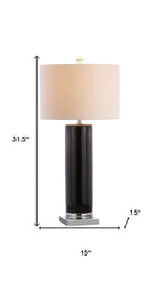 32" Silver Table Lamp With Drum Shade