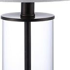 Set of Two 21" Antiqued Bronze USB Table Lamps With Drum Shades