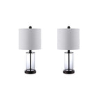 Set of Two 21" Antiqued Bronze USB Table Lamps With Drum Shades