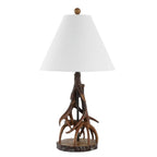 26" Dark Brown Antlers Table Lamp With Empire Shade