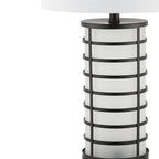 27" Black USB Table Lamp With Drum Shade