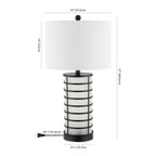 27" Black USB Table Lamp With Drum Shade