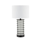 27" Black USB Table Lamp With Drum Shade